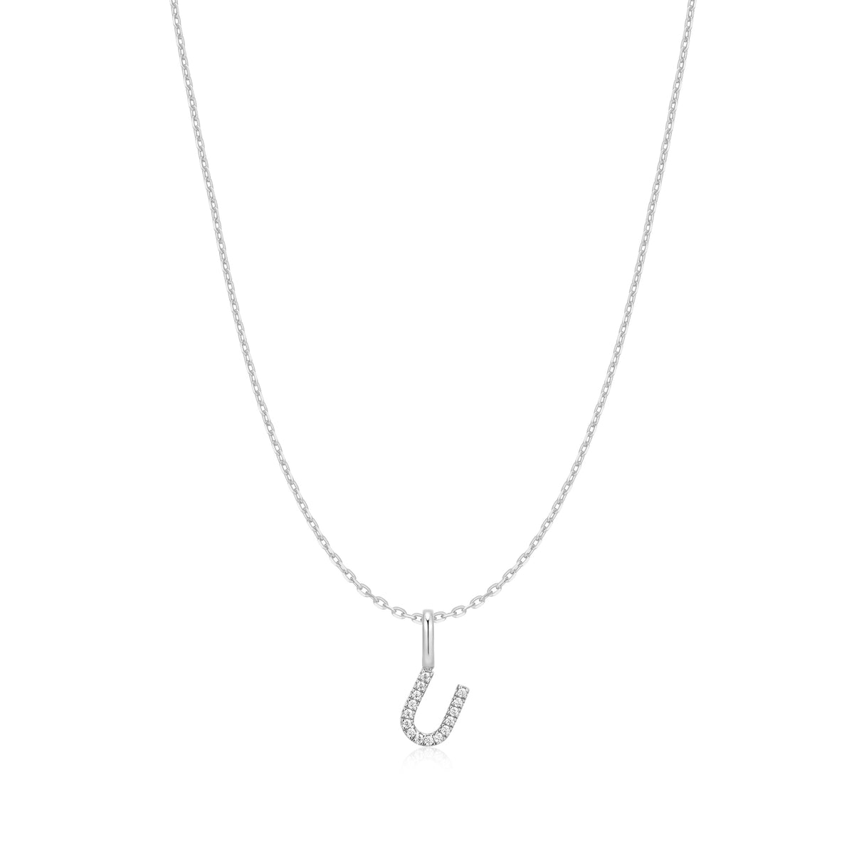 Silver Letter U Initial Necklace
