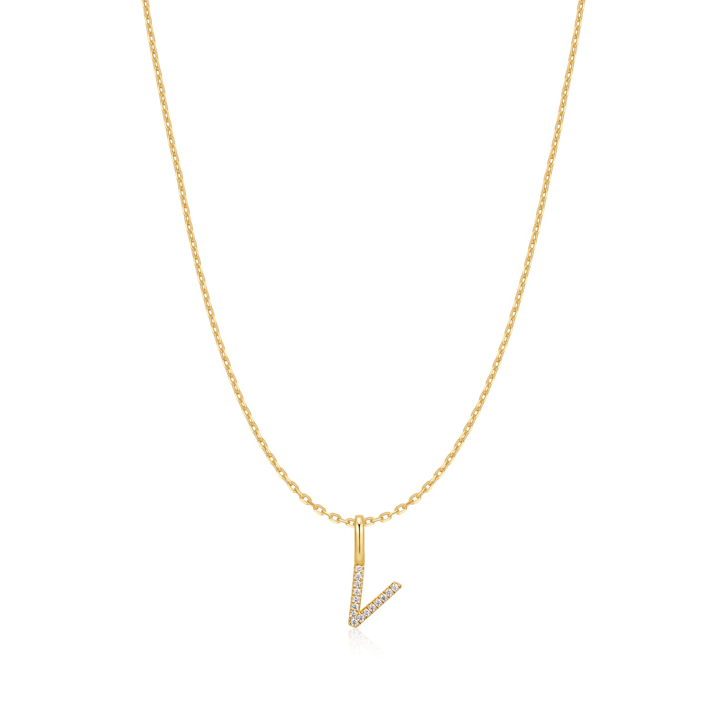 Gold Letter V Initial Necklace