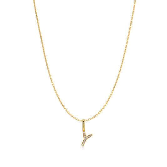 Gold Letter Y Initial Necklace