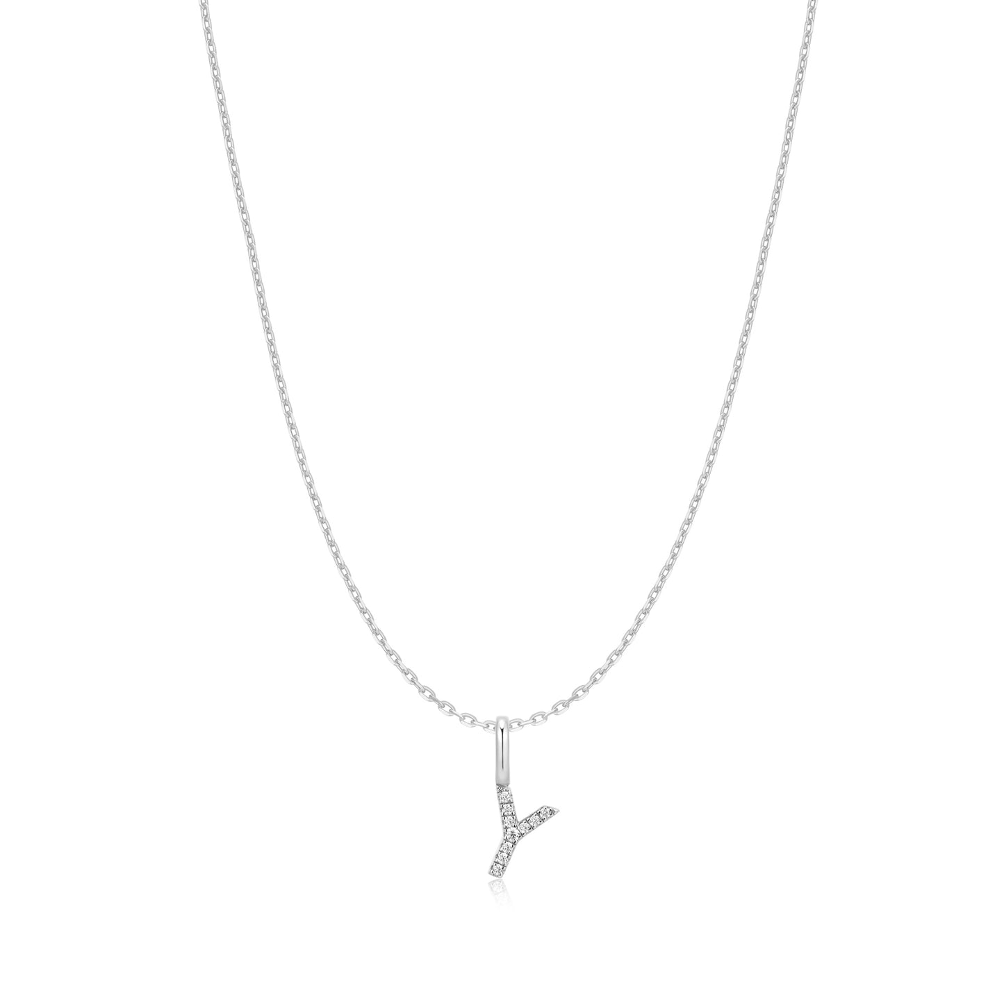 Silver Letter Y Initial Necklace