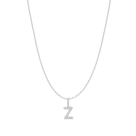 Silver Letter Z Initial Necklace