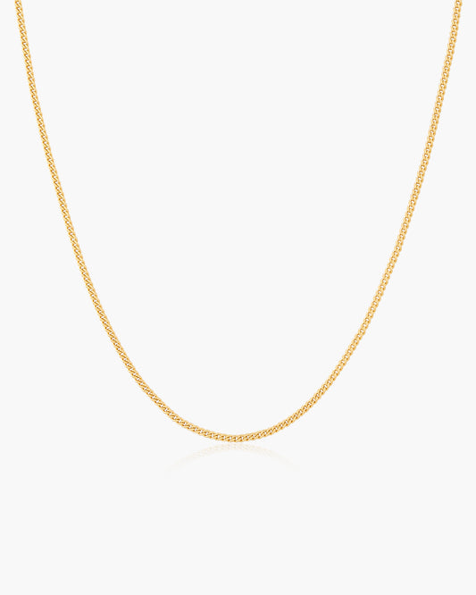 Gold Slim Curb Link Chain Necklace