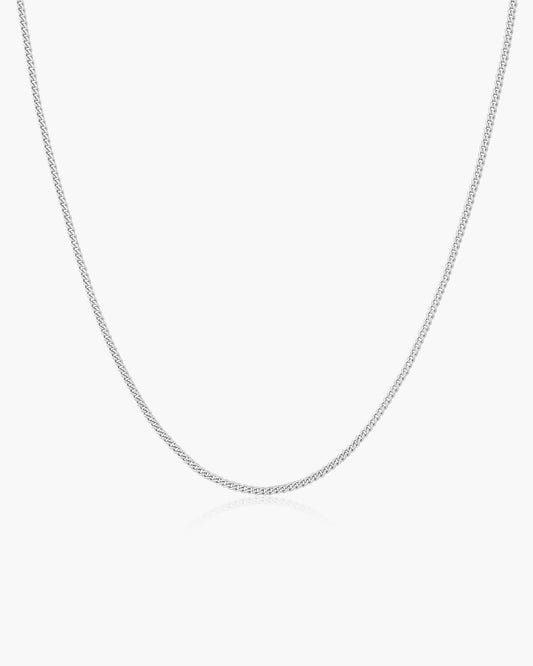 Silver Slim Curb Link Chain Necklace