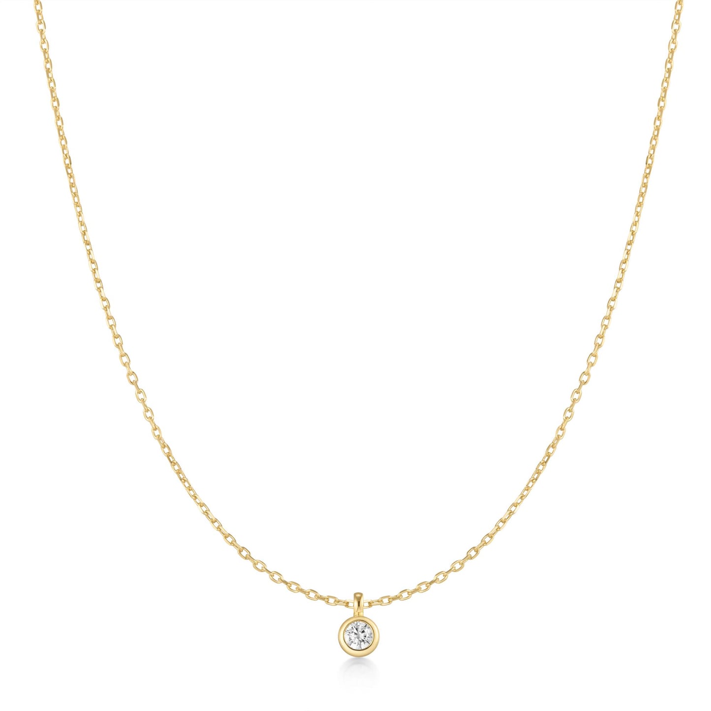 Gold Classic Bezel-Set Solitaire Necklace
