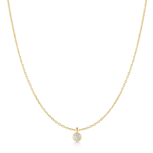 Gold Classic Bezel-Set Solitaire Necklace
