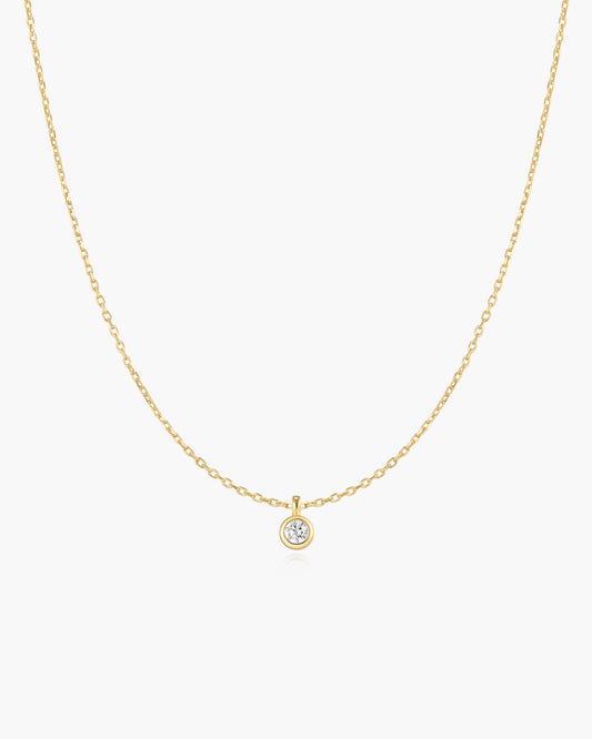 Gold Classic Bezel-Set Solitaire Necklace