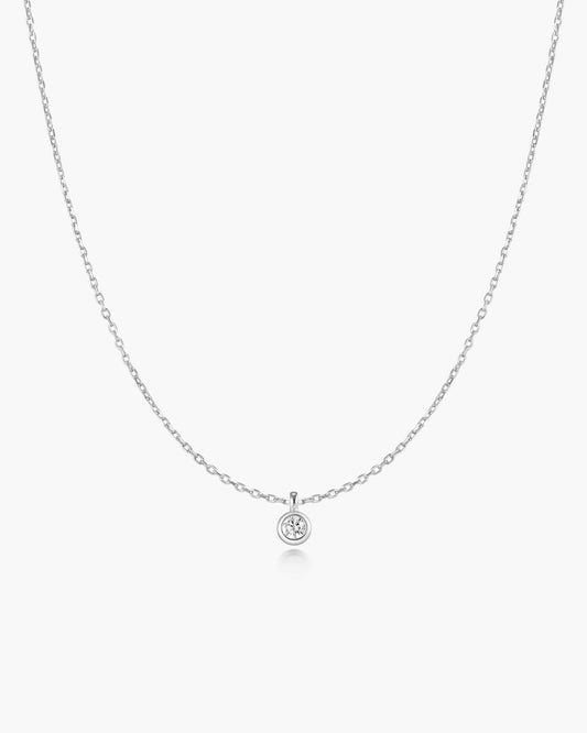 Silver Classic Bezel-Set Solitaire Necklace