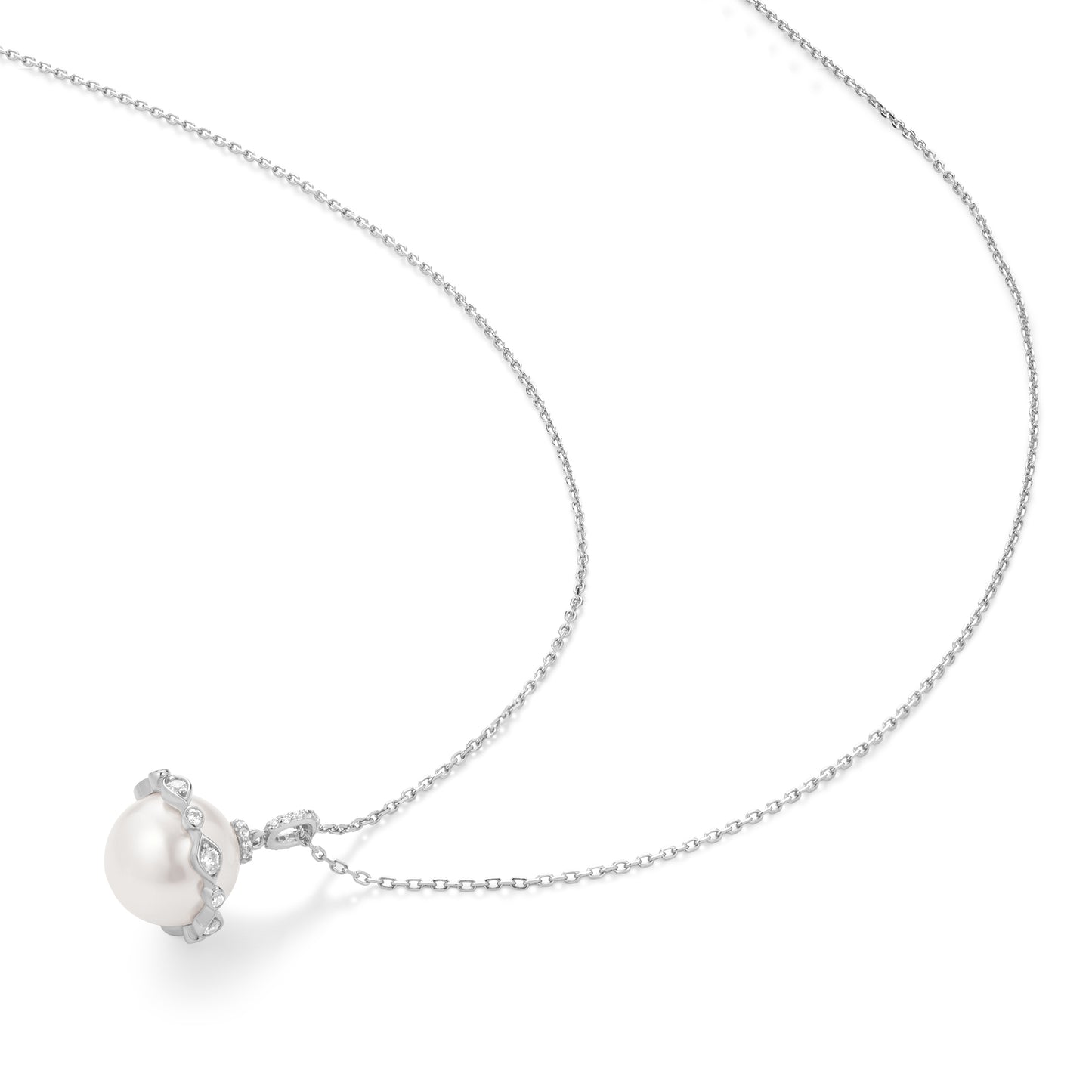 Silver Shell Pearl Halo Evil-Eye Necklace