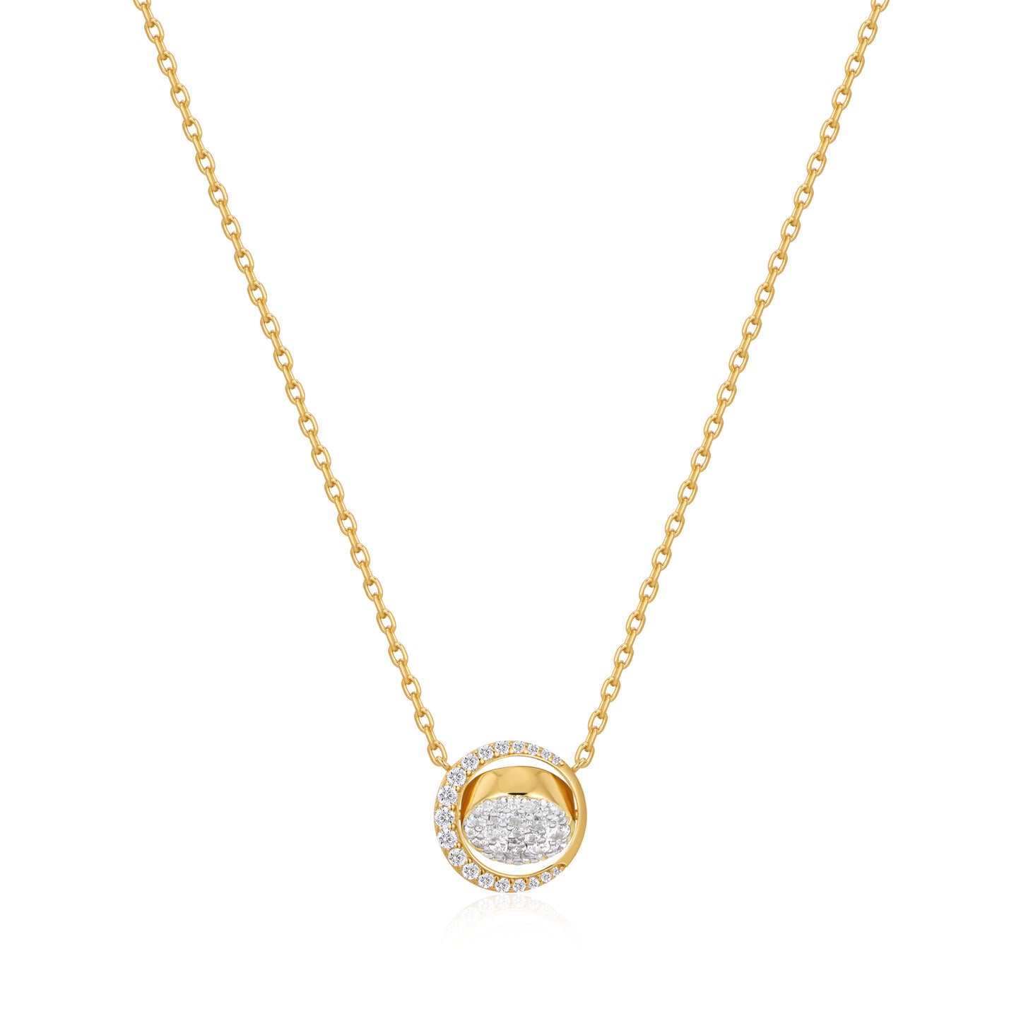 Gold Reversible Pavé Moon Evil-Eye Necklace