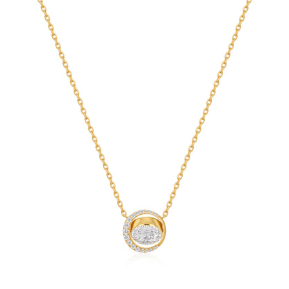 Gold Reversible Pavé Moon Evil-Eye Necklace