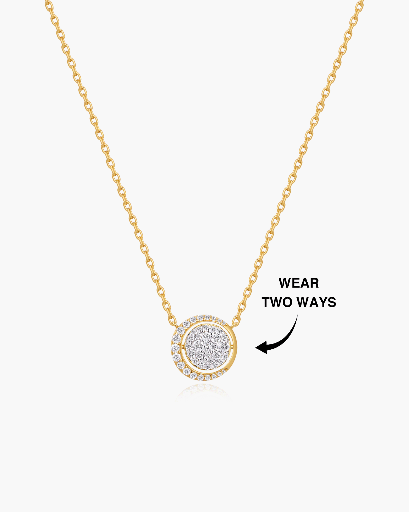 Gold Reversible Pavé Moon Evil-Eye Necklace