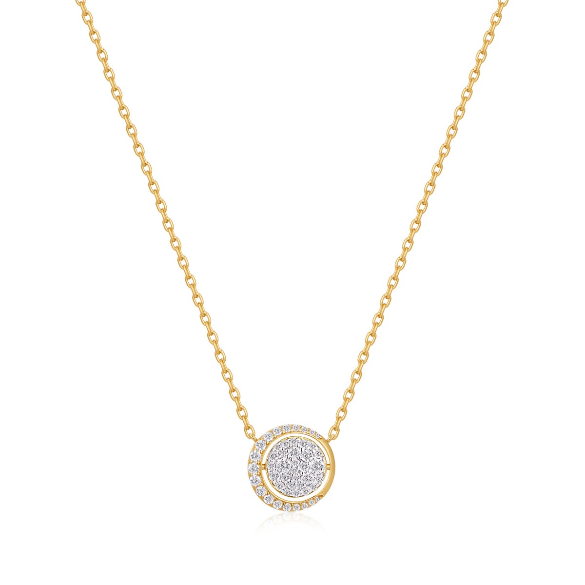 Gold Reversible Pavé Moon Evil-Eye Necklace