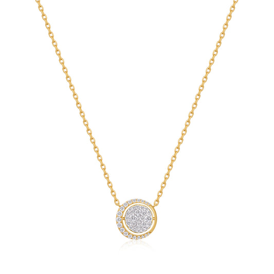 Gold Reversible Pavé Moon Evil-Eye Necklace