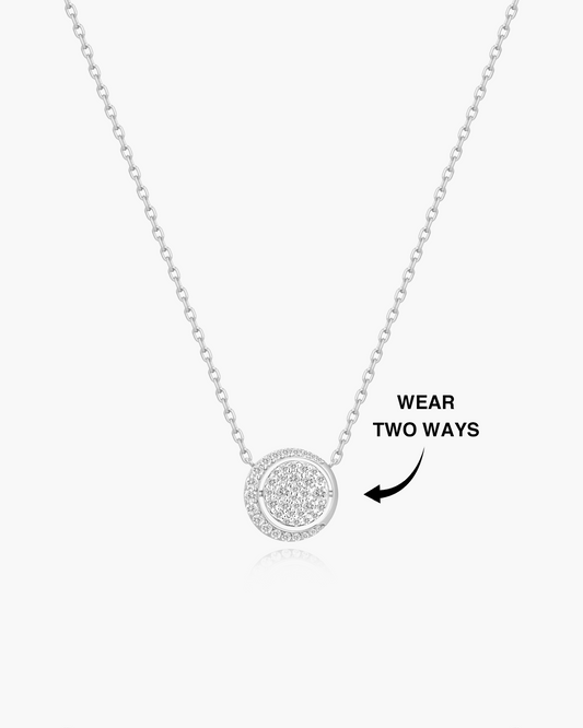 Silver Reversible Pavé Moon Evil-Eye Necklace