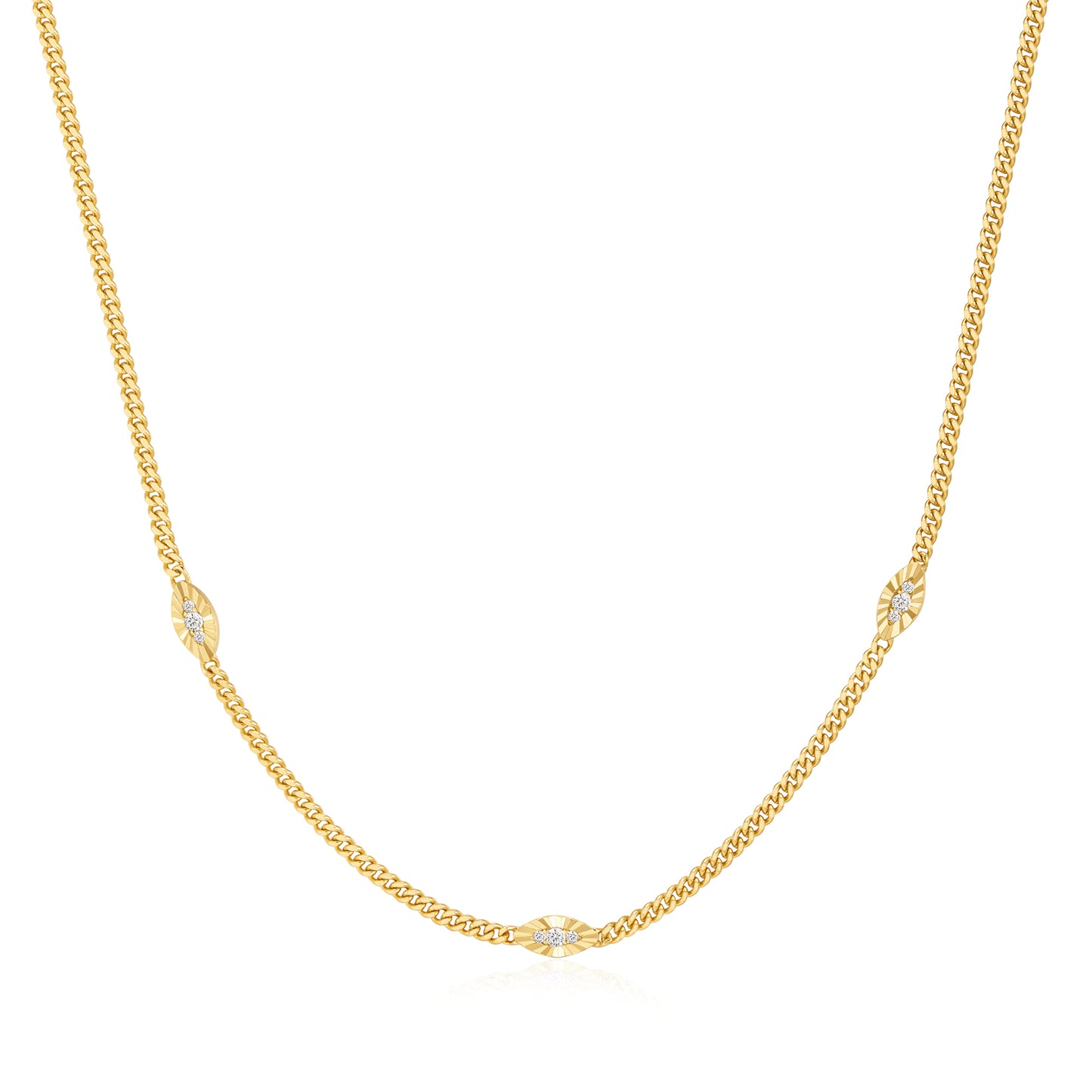 Gold Evil Eye Station Necklace