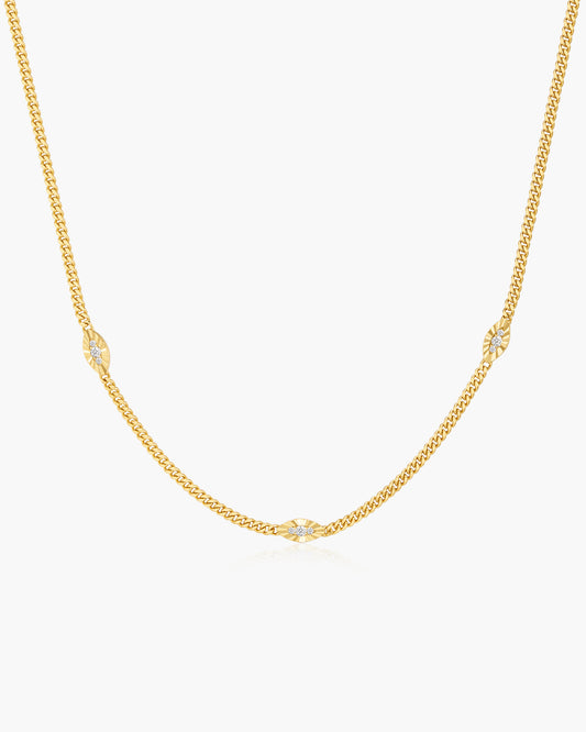 Gold Evil Eye Station Necklace
