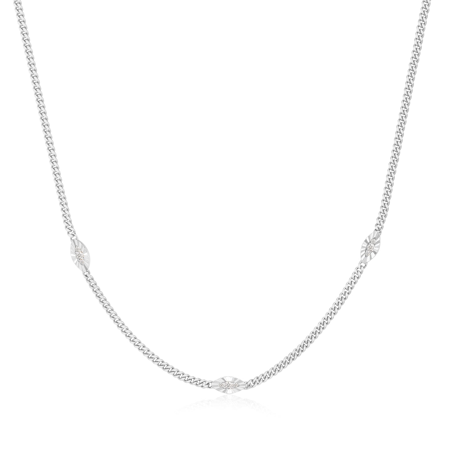 Silver Evil Eye Station Necklace