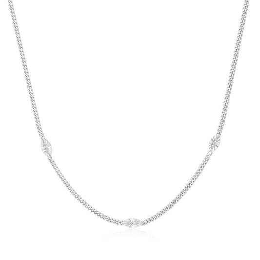 Silver Evil Eye Station Necklace