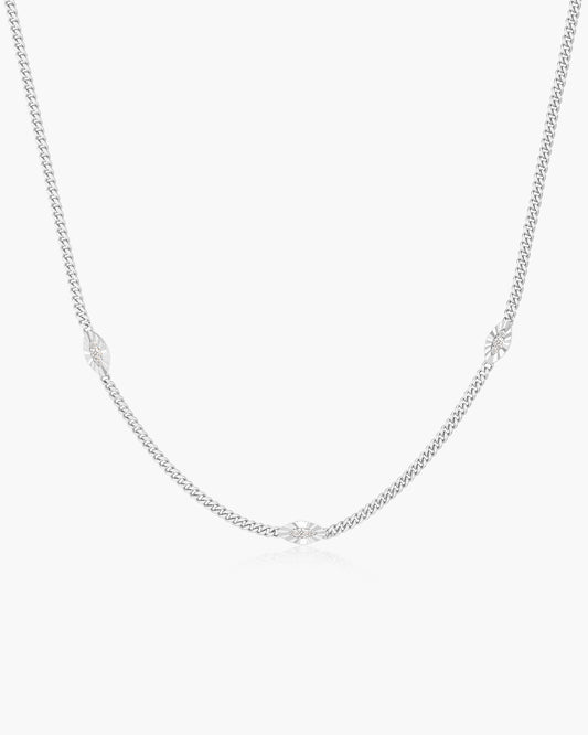 Silver Evil Eye Station Necklace
