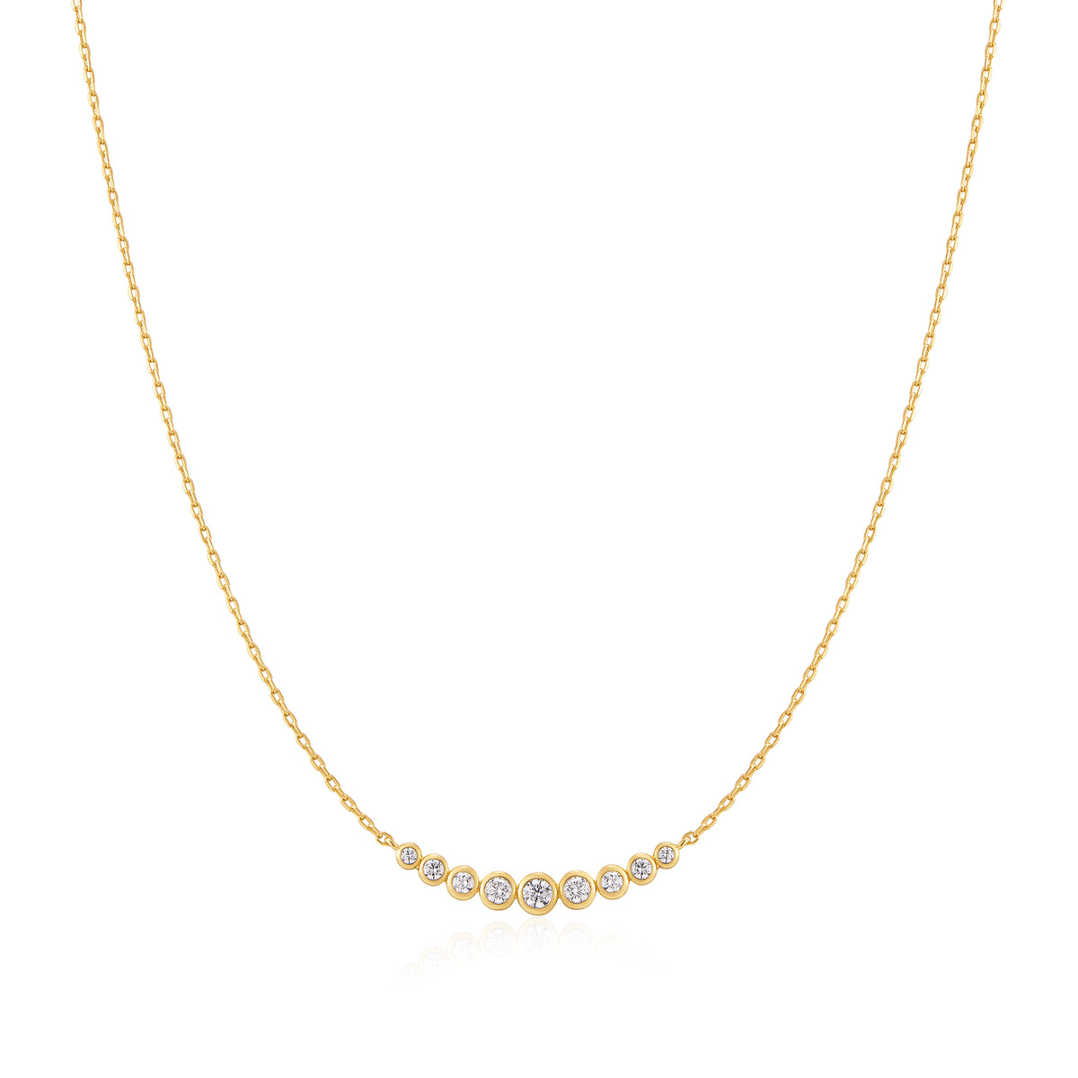 Gold Graduated Bezel-Set Necklace