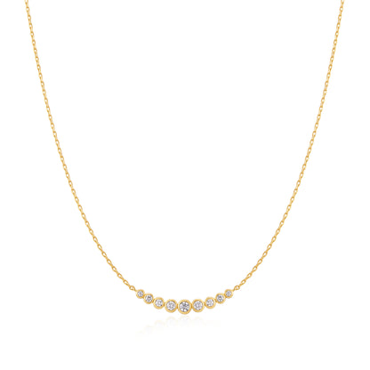 Gold Graduated Bezel-Set Necklace