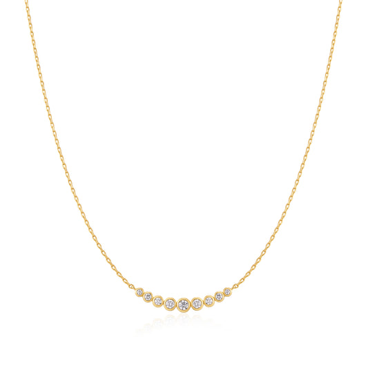 Gold Graduated Bezel-Set Necklace