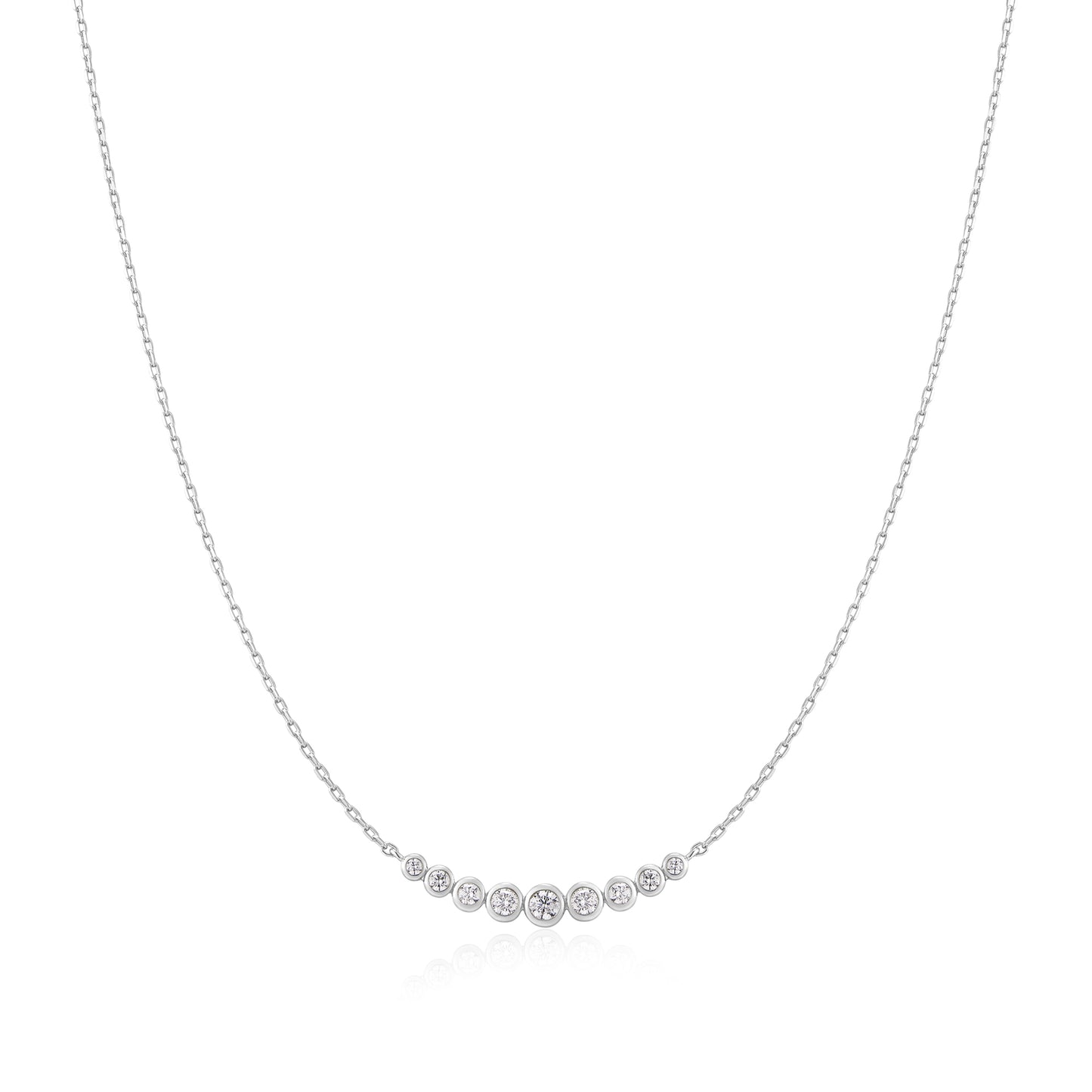 Silver Graduated Bezel-Set Necklace