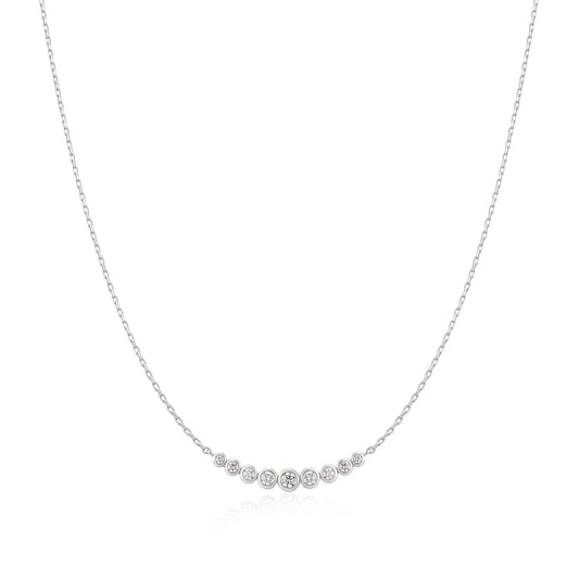 Silver Graduated Bezel-Set Necklace