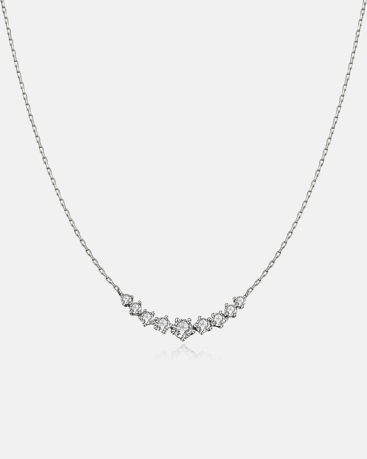 Silver Graduated Pavé Arc Necklace