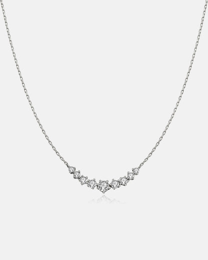 Silver Graduated Pavé Arc Necklace