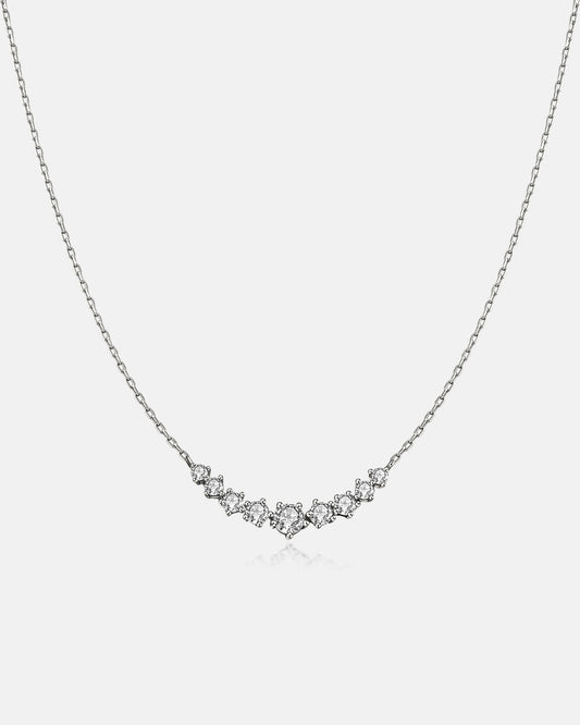 Silver Graduated Pavé Arc Necklace