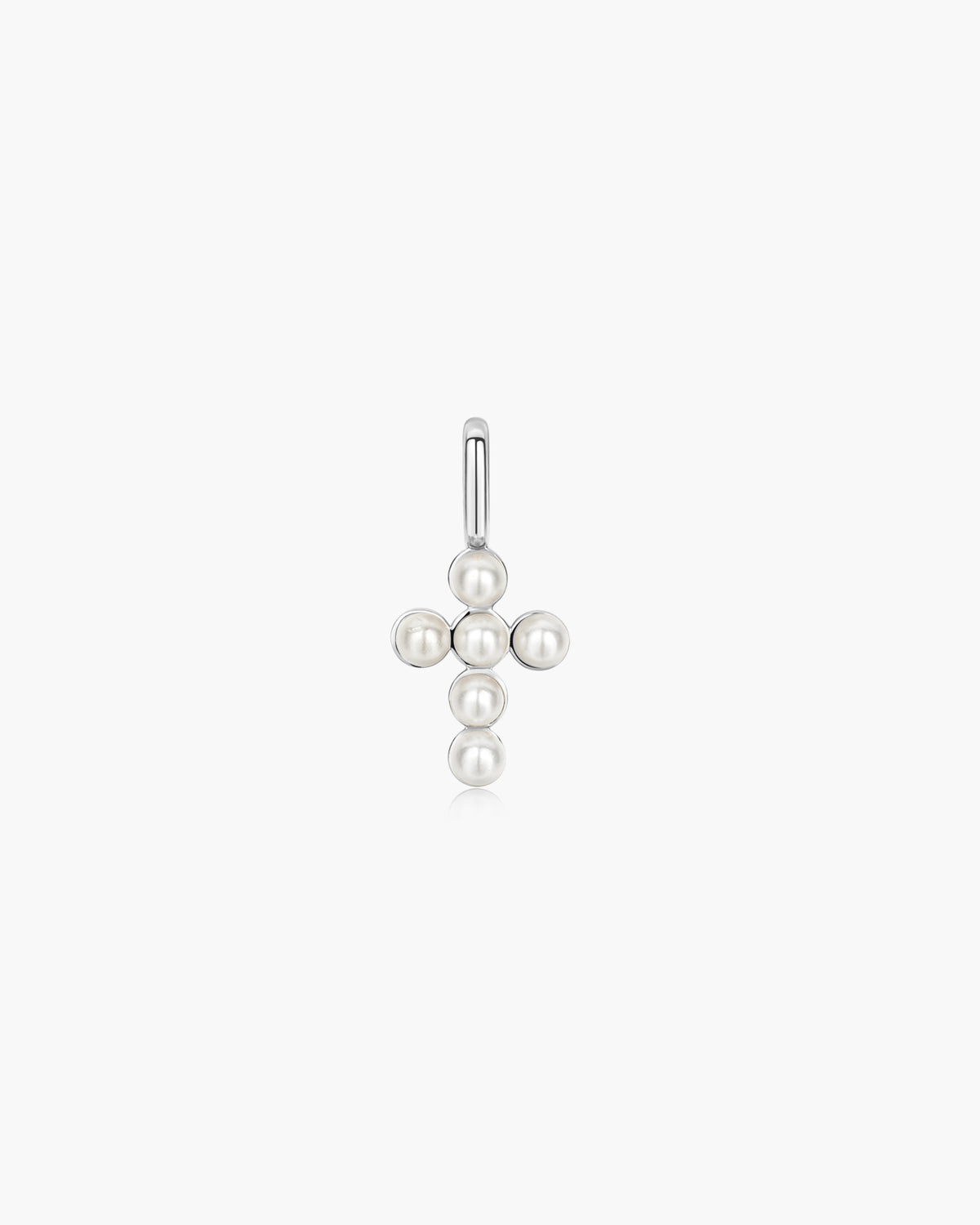 Silver Shell Pearl Cross Charm
