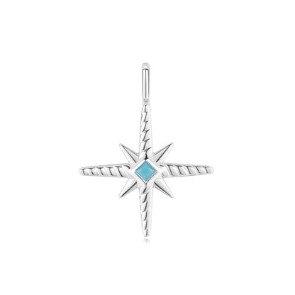 Silver Turquoise and Cubic Ziconia Star Charm