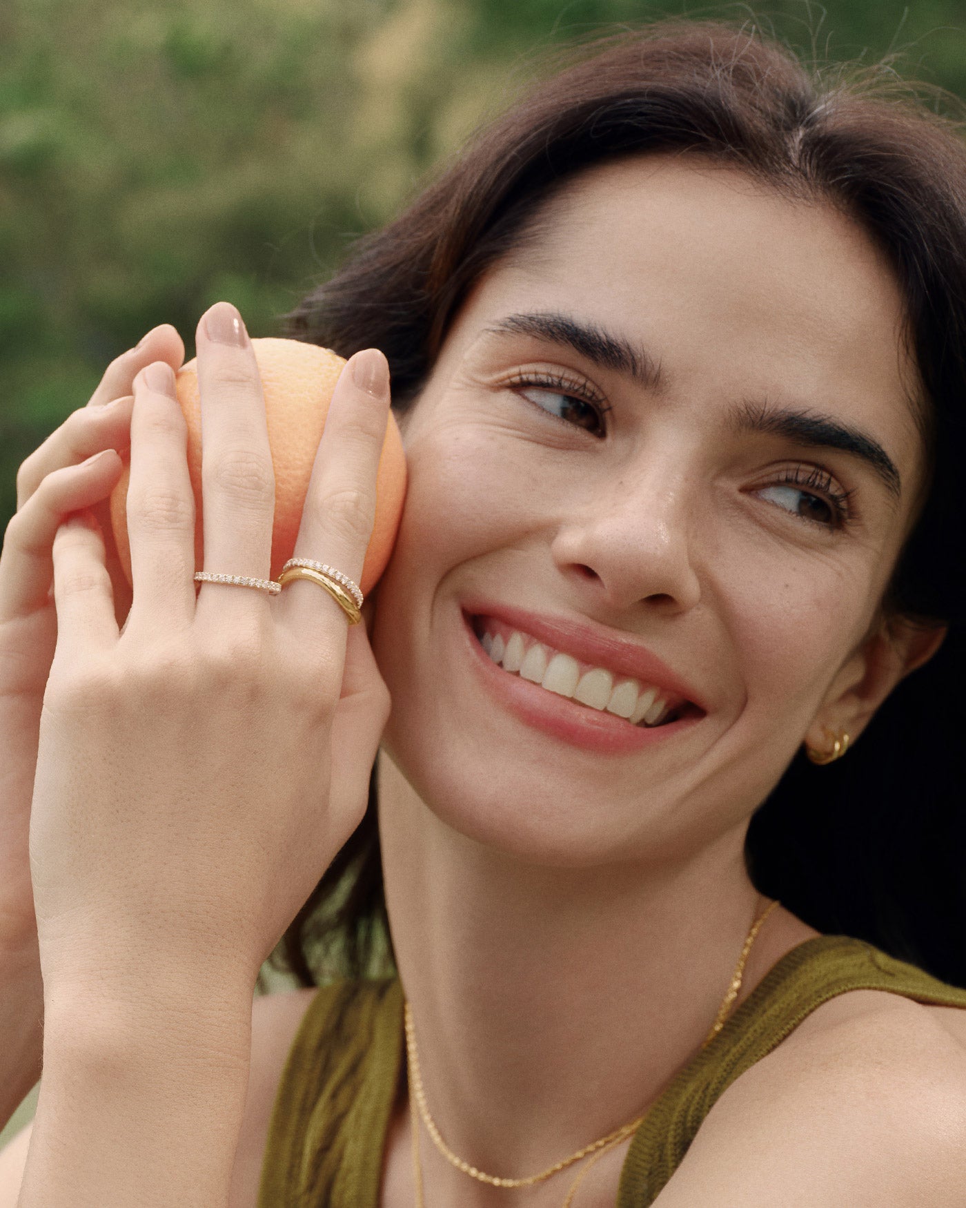 Stacked gold jewellery rings