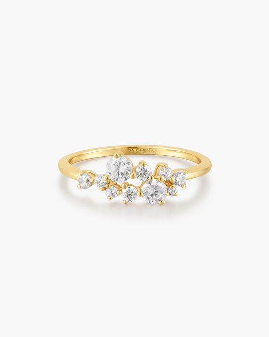 Gold Flower Cluster Pavé Ring