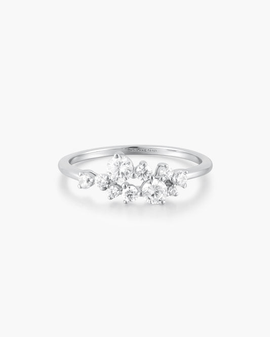 Silver Flower Cluster Pavé Ring