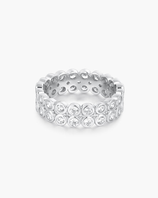 Silver Double Row Bezel Ring