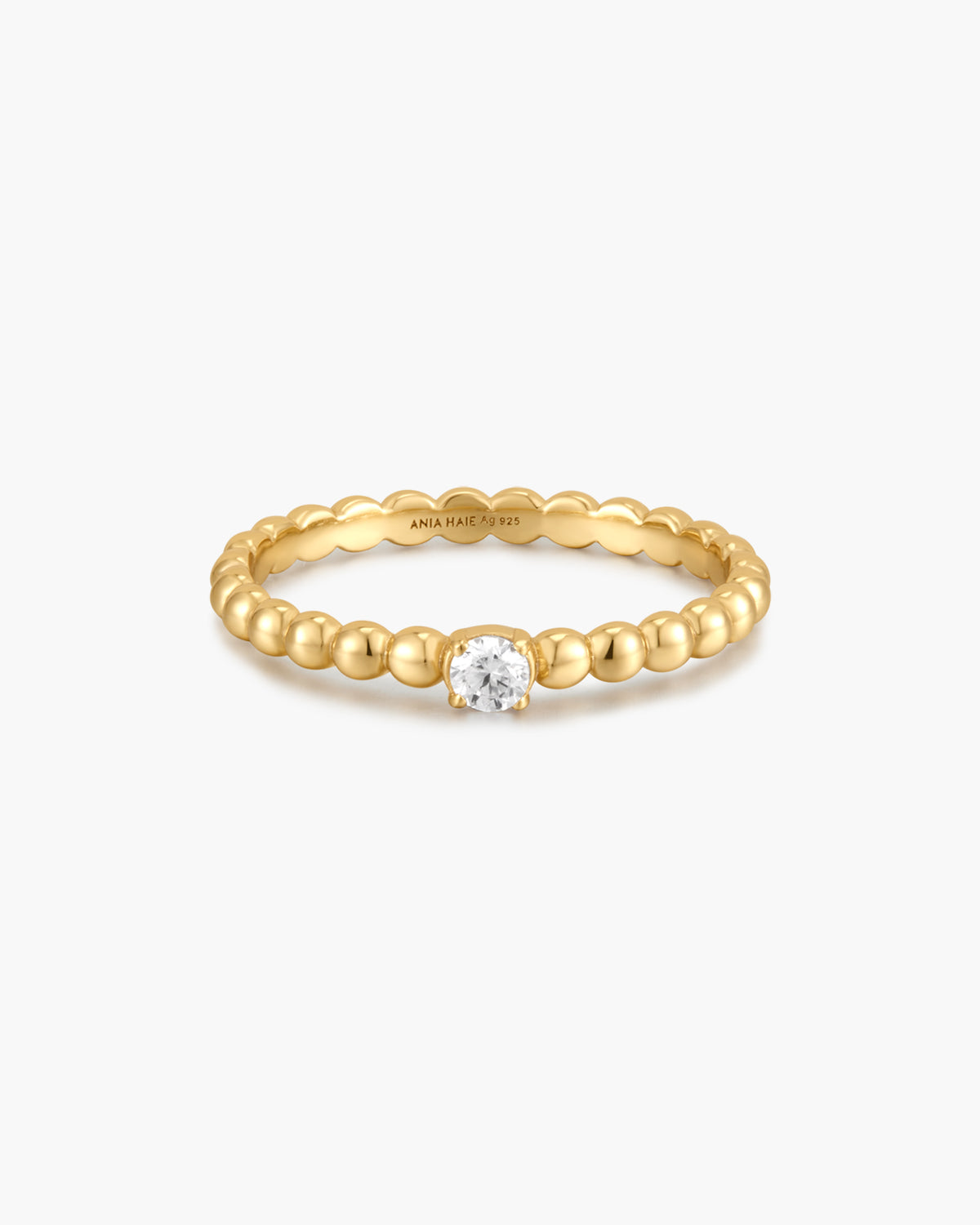 Gold Cubic Zirconia Round Dome Ring