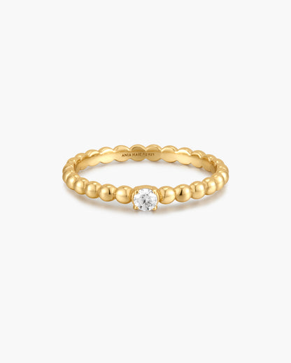 Gold Cubic Zirconia Round Dome Ring