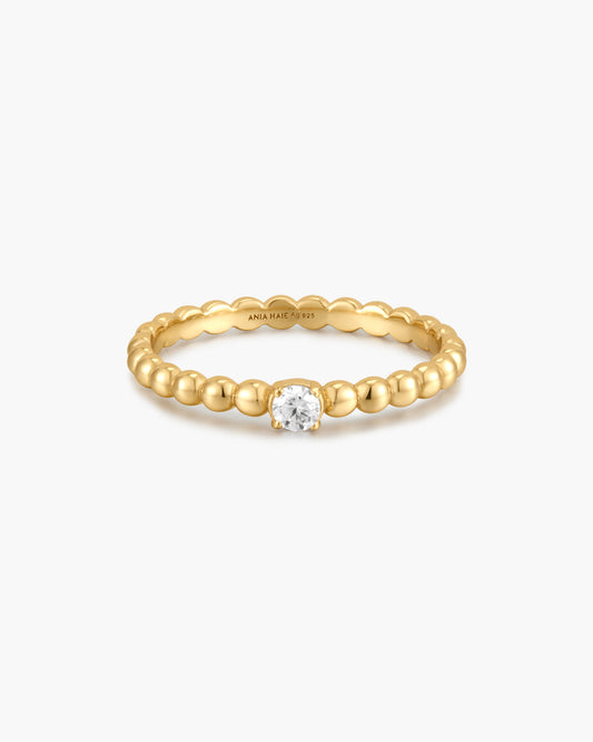 Gold Cubic Zirconia Round Dome Ring