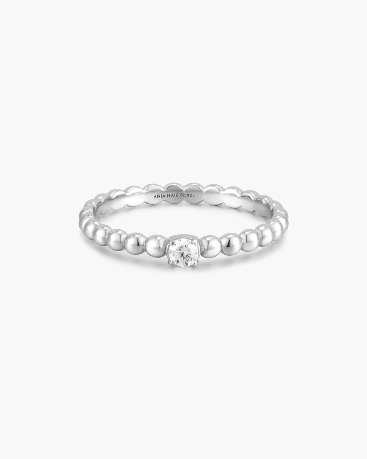 Silver Cubic Zirconia Round Dome Ring