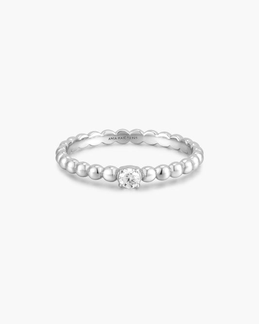 Silver Cubic Zirconia Round Dome Ring