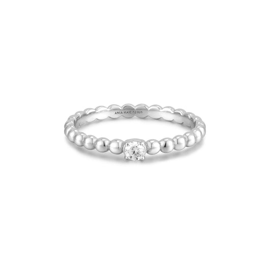 Silver Cubic Zirconia Round Dome Ring