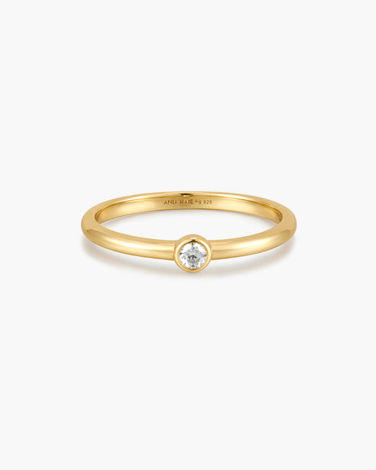Gold Half Round Cubic Zirconia Ring