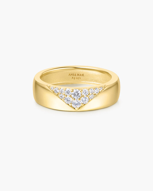Gold Pavé Cubic Zirconia Bold Statement Ring