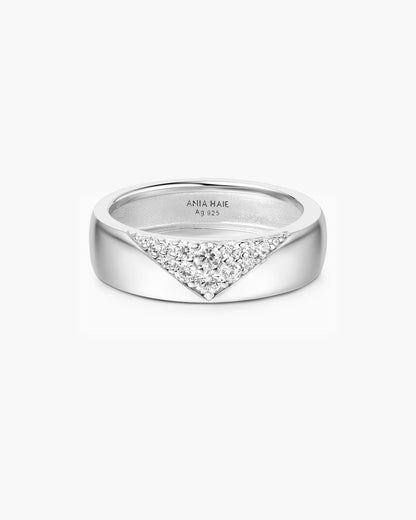Silver Pavé Cubic Zirconia Bold Statement Ring