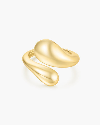 Gold Sculptural Crossover Ring