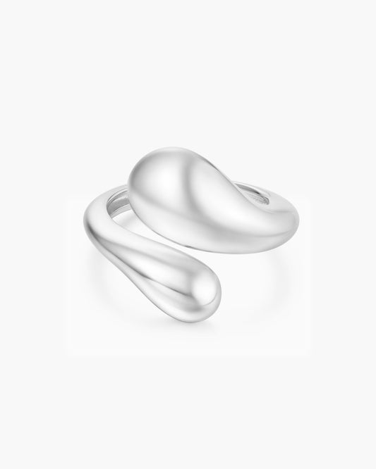 Silver Sculptural Crossover Ring