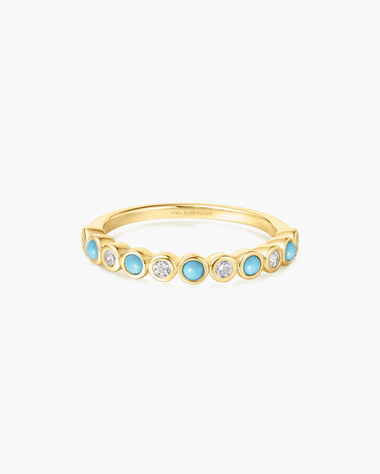 Gold Bezel Lab Created Turquoise Ring