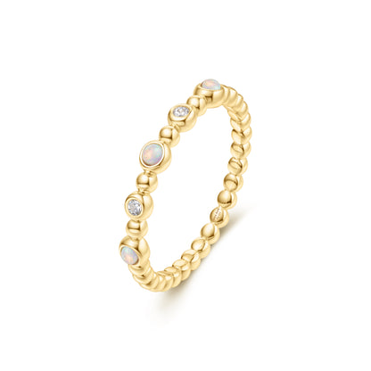 Gold Bezel Kyoto Opal Beaded Ring